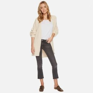 Free People Womens Raw-Hem Straight Leg Cropped Jeans in Black size 29 OB714973B